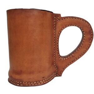 Brown Leather Tankard/ Black Jack/ Mug. Medieval Colonial Pirate RenFaire. 5.5"